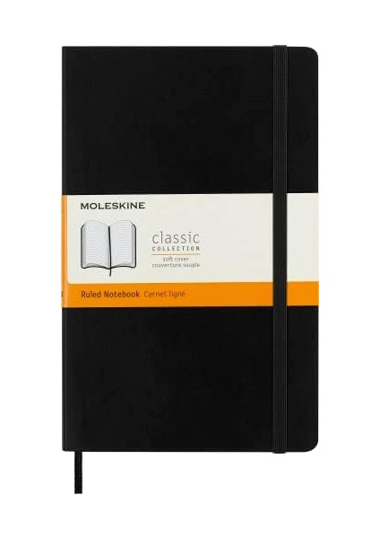 Large Boy Yumuşak Kapak Çizgili Defter Siyah /