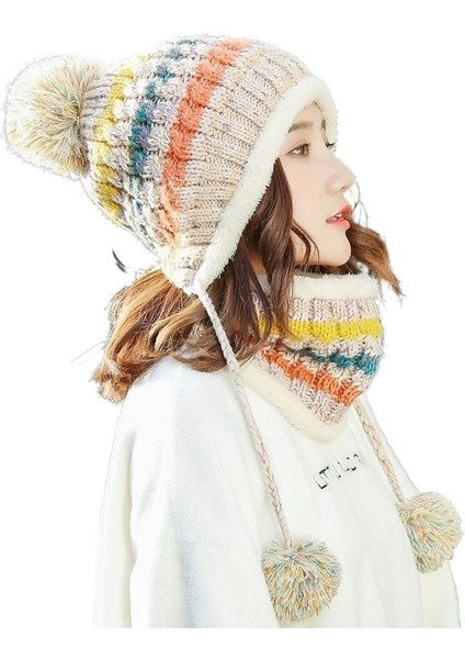 Kış Modaya Uygun ve Çok Yönlü Kore Tarzı Kadife Örme Yün Şapka Eşarbi (Yurt Dışından)