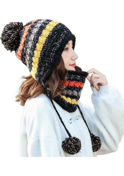 Kış Modaya Uygun ve Çok Yönlü Kore Tarzı Kadife Örme Yün Şapka Eşarbi (Yurt Dışından)