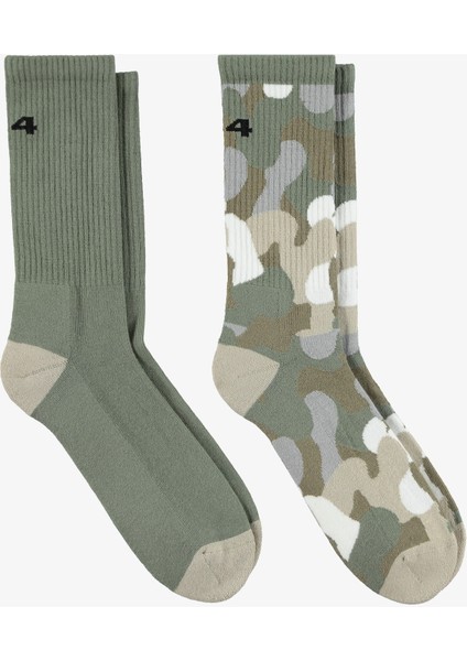 Unıted4 4 Street Camouflage Crew Erkek Yeşil 2'li Çorap
