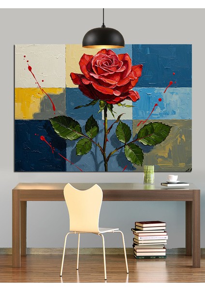Tek Sap Kırmızı Gül Dekoratif Kanvas - Mdf Ahşap Tablo fiyatları