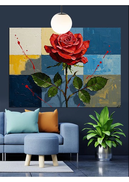 Tek Sap Kırmızı Gül Dekoratif Kanvas - Mdf Ahşap Tablo modelleri