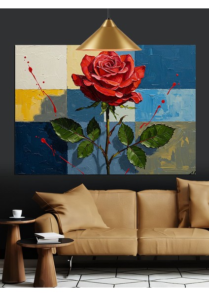 Tek Sap Kırmızı Gül Dekoratif Kanvas - Mdf Ahşap Tablo fırsatları