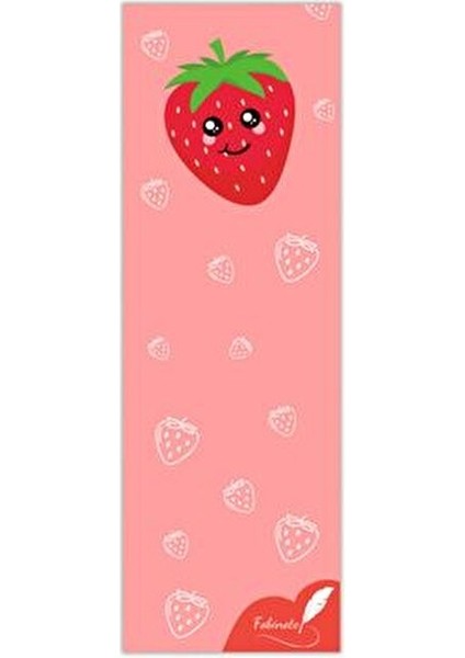 6'lı Kitap Ayracı Seti Özel Tasarım Mat Yüzey 5x15 cm Çilek Desenli
