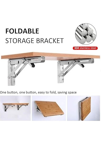 Profesyonel Ağır Hizmet Tipi Katlanır Konsol, Paslanmaz Çelik, Katlanır Konsol, Masa, Katlanabilir Raf Braketleri, Tezgahlar ve Raflar Için Raf Braketleri (300 Mm, 2 Parça) modelleri