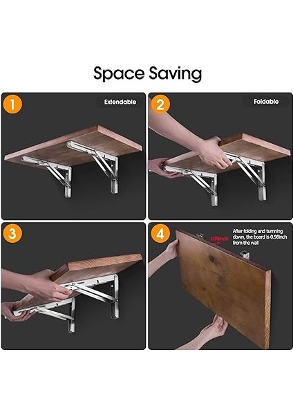 Profesyonel Ağır Hizmet Tipi Katlanır Konsol, Paslanmaz Çelik, Katlanır Konsol, Masa, Katlanabilir Raf Braketleri, Tezgahlar ve Raflar Için Raf Braketleri (300 Mm, 2 Parça) indirimleri