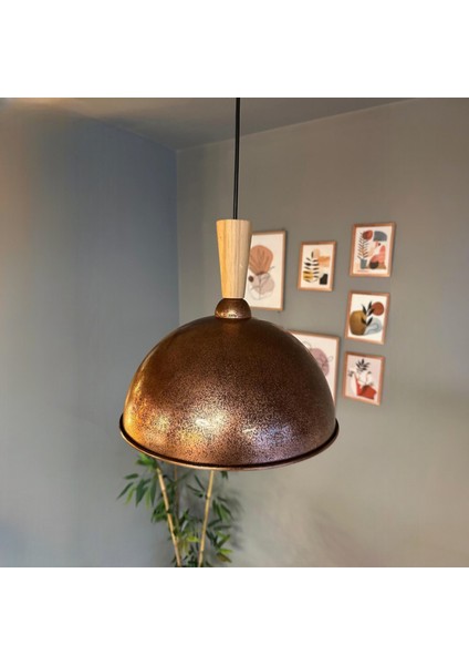 Yimpi Patina Avize Tekli Sarkıt Uzun Ahşap Huni Başlık Salon Mutfak Kuaför Dekoratif Aydınlatma fırsatları