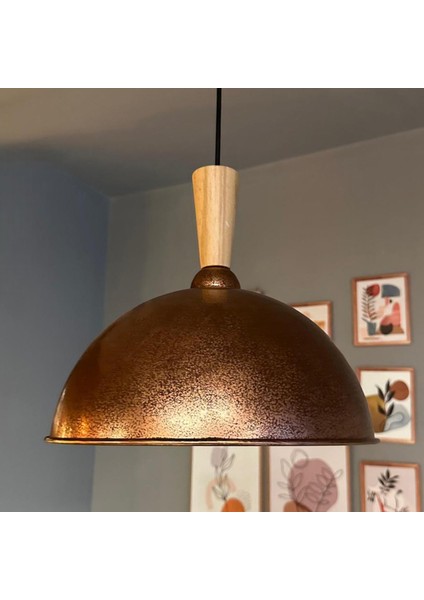 Yimpi Patina Avize Tekli Sarkıt Uzun Ahşap Huni Başlık Salon Mutfak Kuaför Dekoratif Aydınlatma indirimleri