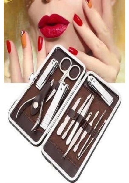Tırnak Bakım Seti Tırnak Düzeltme Batık 12 Parça Çanta Tipi Manikür Pedikür