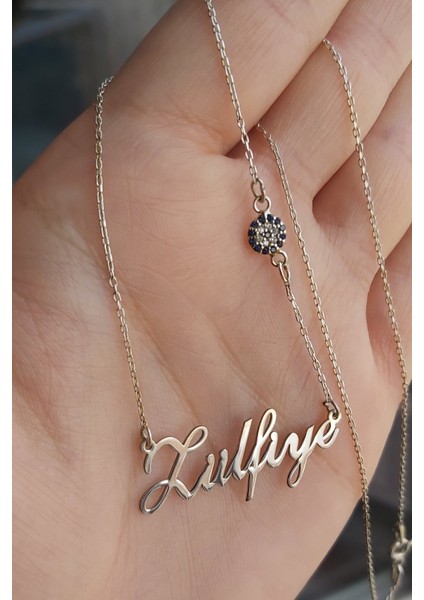 925 Ayar Gümüş Nazar Boncuklu Isimli Kolye