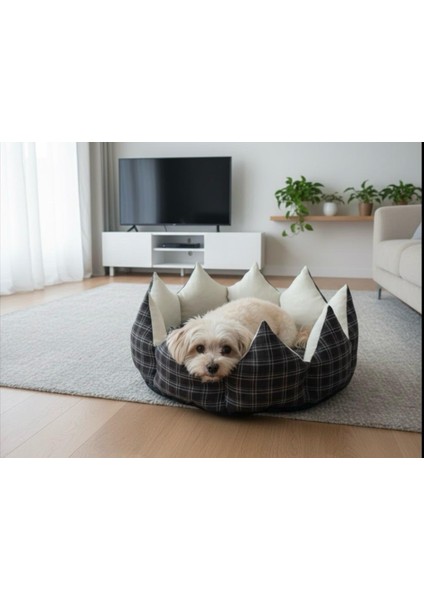 Lüx Konfor Taç Yatak - Kedi Köpek Yatak- Kendinden Minderli -Yıkanabilir