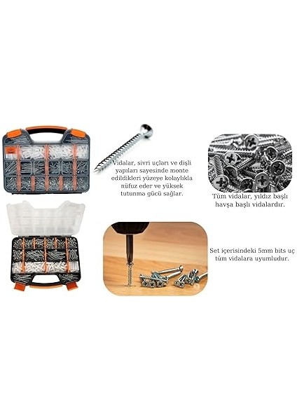 1070 Parça 17 Çeşit Vida ve Dübel Seti -Takım Çantası fırsatları