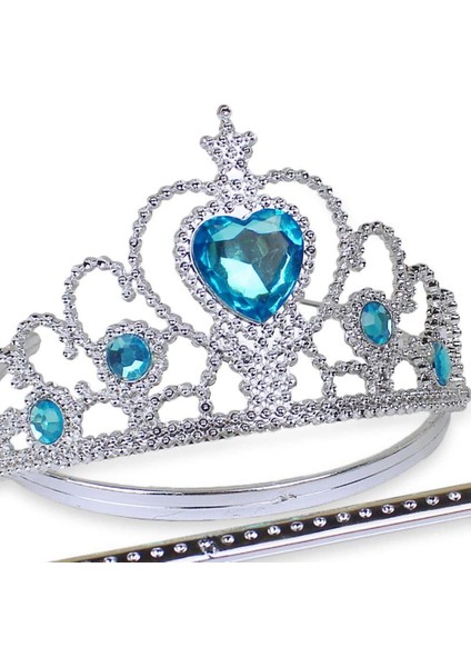 Karlar Ülkesi Mavi Kalpli Taşlı Elsa Tacı fırsatları