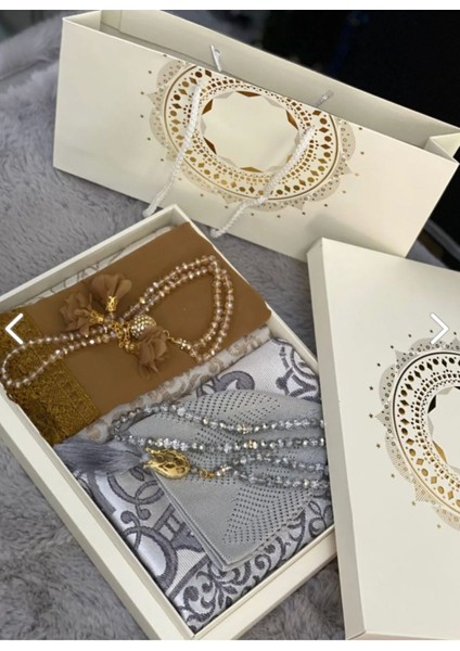 Gri-Kahverengi Damat Bohçası, Gelin Bohçası, Seccade Seti, Nişan Seccade Takımı fiyatları