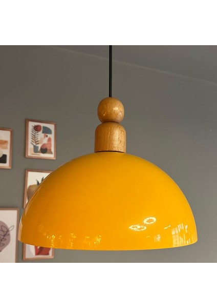 Yimpi Sarı Kalın Ahşap Boncuk Başlık Avize Tekli Sarkıt Salon Dekoratif Aydınlatma Pastane fırsatları