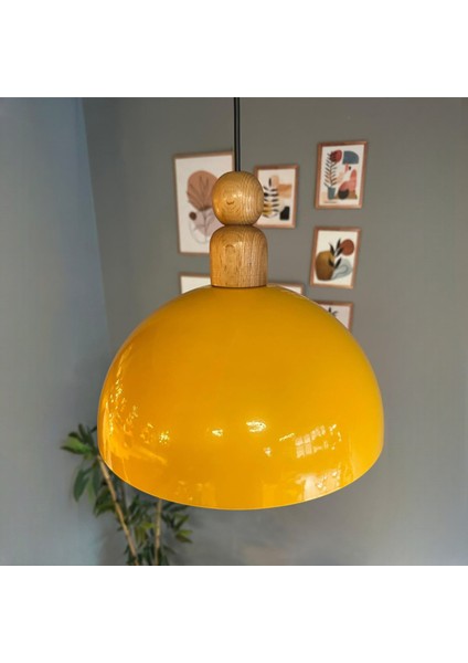 Yimpi Sarı Kalın Ahşap Boncuk Başlık Avize Tekli Sarkıt Salon Dekoratif Aydınlatma Pastane indirimleri