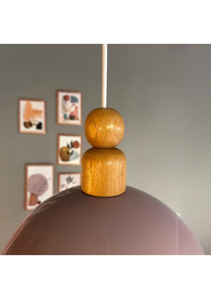 Yimpi Lila Kalın Ahşap Boncuk Başlık Avize Tekli Sarkıt Salon Dekoratif Aydınlatma Pastane fiyatları