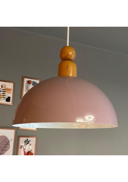 Yimpi Lila Kalın Ahşap Boncuk Başlık Avize Tekli Sarkıt Salon Dekoratif Aydınlatma Pastane modelleri