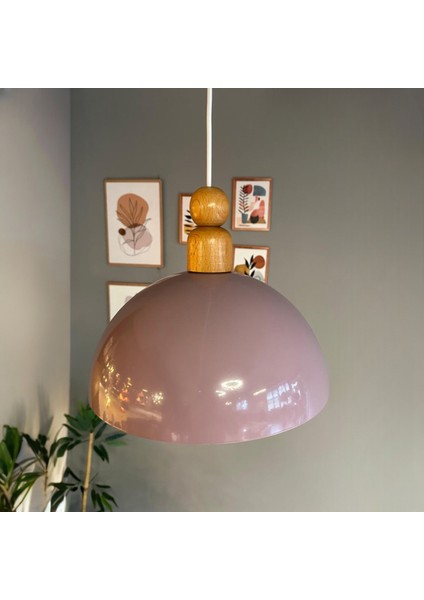 Yimpi Lila Kalın Ahşap Boncuk Başlık Avize Tekli Sarkıt Salon Dekoratif Aydınlatma Pastane fırsatları