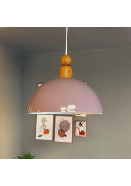 Yimpi Lila Kalın Ahşap Boncuk Başlık Avize Tekli Sarkıt Salon Dekoratif Aydınlatma Pastane indirimleri