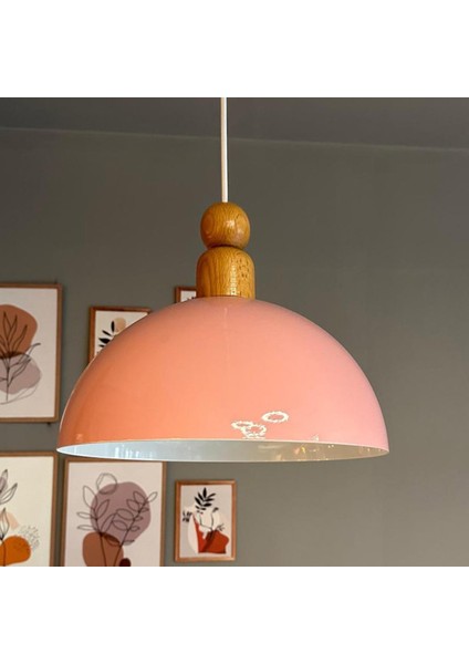 Yimpi Pembe Kalın Ahşap Boncuk Başlık Avize Tekli Sarkıt Salon Dekoratif Aydınlatma Pastane fırsatları