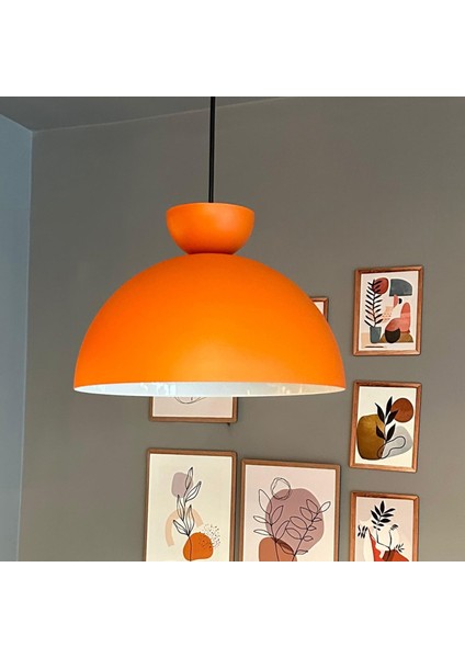 Yimpi Turuncu Avize Turuncu Şapka Tekli Sarkıt Salon Kuaför Cafe Dekoratif Aydınlatma Pastane