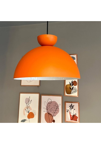 Yimpi Turuncu Avize Turuncu Şapka Tekli Sarkıt Salon Kuaför Cafe Dekoratif Aydınlatma Pastane