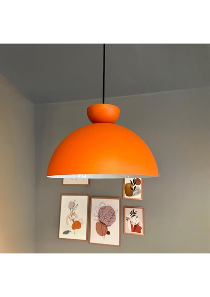 Yimpi Turuncu Avize Turuncu Şapka Tekli Sarkıt Salon Kuaför Cafe Dekoratif Aydınlatma Pastane