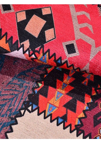 Otantik MDL057 Vintage Baskı Halı Silinebilir Yıkanabilir Salon Antre Mutfak Halı Yolluk