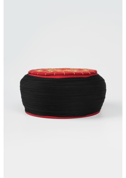 Talebe Sarığı - Siyah Kumaş - Bordo Takke - Yuvarlak Sarım - Kuş Gözü - 5 Metre fiyatları