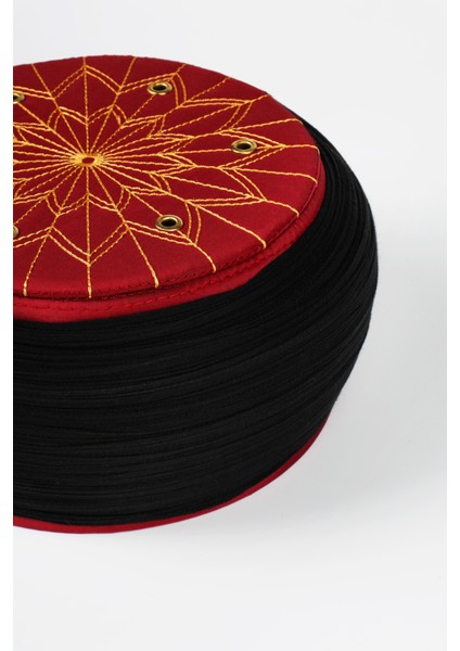 Talebe Sarığı - Siyah Kumaş - Bordo Takke - Yuvarlak Sarım - Kuş Gözü - 5 Metre modelleri