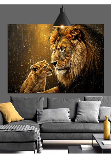 Aslan Yavrusu Aslan Sevecen Dekoratif Kanvas - Mdf Ahşap Tablo fiyatları