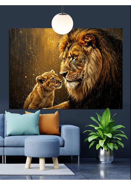Aslan Yavrusu Aslan Sevecen Dekoratif Kanvas - Mdf Ahşap Tablo indirimleri