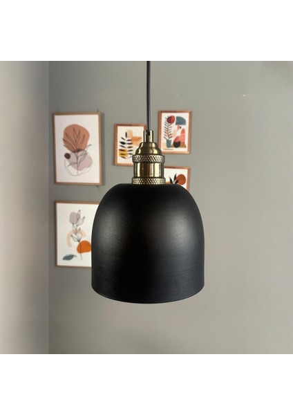 Deep Siyah Lale Başlık Tekli Avize Sarkıt Salon Mutfak Butik Lamba Aydınlatma Avize