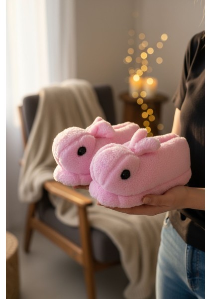 Panduf Hayvan Figürlü Peluş Tüylü Ev Ayakkabısı Yumuşak Taban Ev Botu