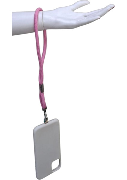 PEMBE PARACORD TELEFON EL ASKISI TÜM KILIFLARA UYUMLU