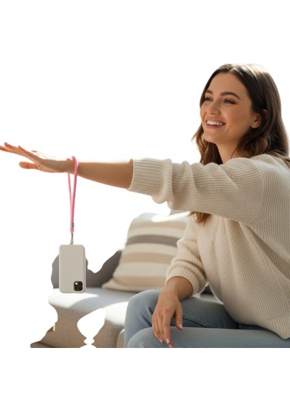 PEMBE PARACORD TELEFON EL ASKISI TÜM KILIFLARA UYUMLU