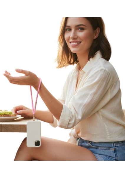 PEMBE PARACORD TELEFON EL ASKISI TÜM KILIFLARA UYUMLU