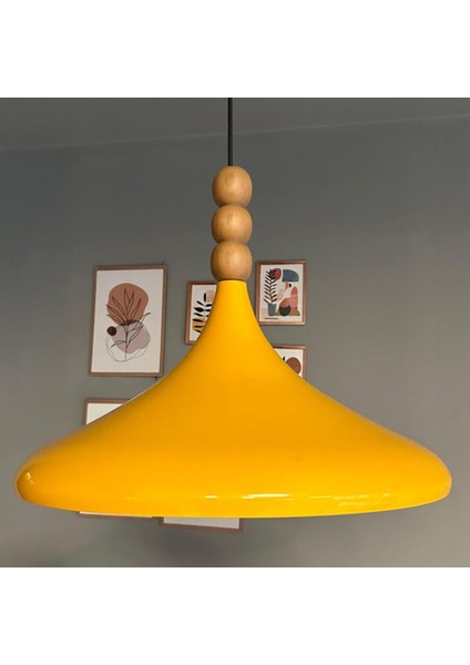 45 cm Çaplı Xl Sarı Ahşap Üç Boncuklu Avize Tekli Sarkıt Restoran Salon Mutfak Avizeleri fiyatları