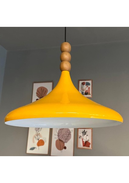 45 cm Çaplı Xl Sarı Ahşap Üç Boncuklu Avize Tekli Sarkıt Restoran Salon Mutfak Avizeleri indirimleri