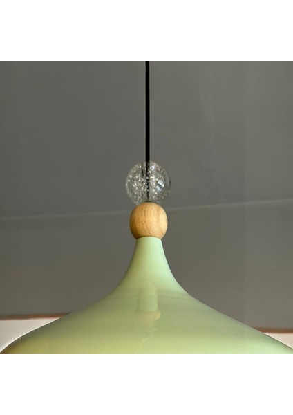 Champion Mint Büyük Şeffaf Boncuk Tekli Avize Sarkıt Salon Mutfak Cafe Butik Aydınlatma Avizeler indirimleri