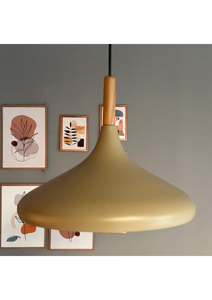 Bej Champion Ahşap Tekli Avize Sarkıt Salon Mutfak Cafe Butik Lamba Aydınlatma Avizeler fırsatları