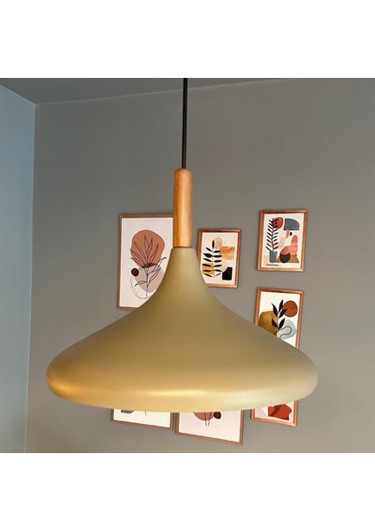 Bej Champion Ahşap Tekli Avize Sarkıt Salon Mutfak Cafe Butik Lamba Aydınlatma Avizeler indirimleri