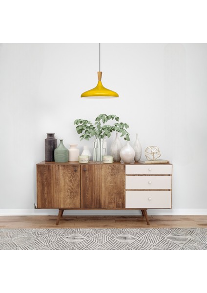 Açık Sarı Ahşap Huni Tekli Avize Sarkıt Salon Mutfak Cafe Butik Lamba Aydınlatma Avizeler modelleri