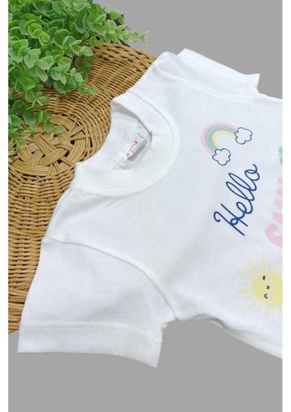 Kız Bebek Güneş Desenli 2'li Alt Üst Müslin Şortlu Takım Yazlık Ince %100 Pamuk fırsatları