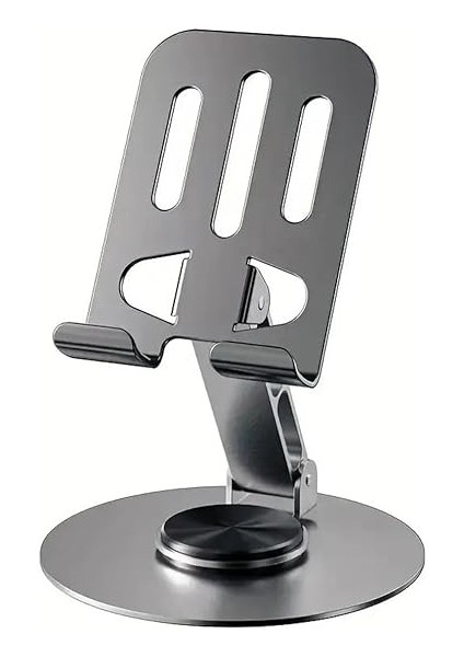 Katlanabilir 360 Dönebilen Ayarlanabilir Telefon ve Tablet Tutucu Masa Üstü Standı Siyah Profesyonel Tok Aliminyum Stand Business Model A Sınıfı Malzeme Döner Akıllı Telefon Standı indirimleri