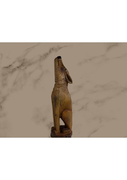 🐺 El Yapımı Ahşap Oyma Uluyan Kurt Figürü - Doğanın Gücü Evinizde