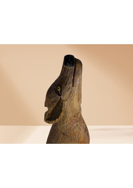 🐺 El Yapımı Ahşap Oyma Uluyan Kurt Figürü - Doğanın Gücü Evinizde