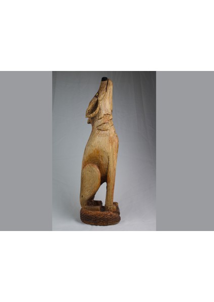 🐺 El Yapımı Ahşap Oyma Uluyan Kurt Figürü - Doğanın Gücü Evinizde