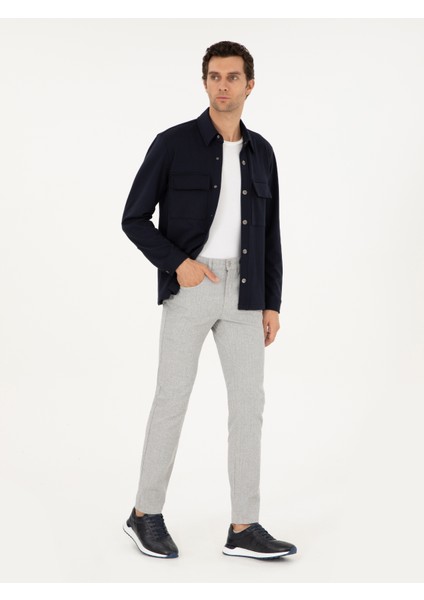 Erkek Gri Slim Fit Kanvas Pantolon 50292435-VR024